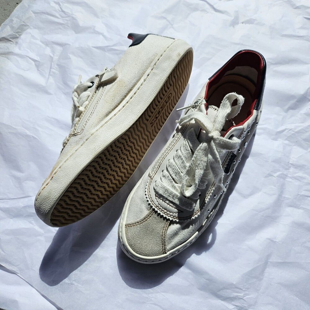 Geox Respira Studded Low Top Side Zip Sneakers White Silver US 4 / EU 36